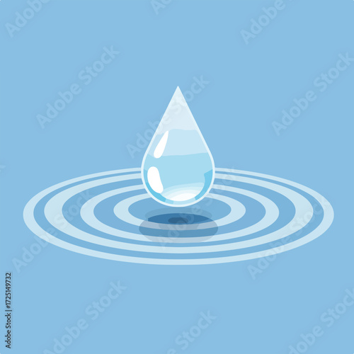 Water droplet hitting water surface, ripples expanding in concentric circles