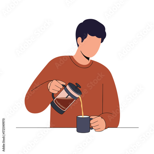 Person pours coffee from a french press into a mug (1)