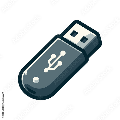 A close-up view of a USB flash drive on a white background, ideal for technology-related content