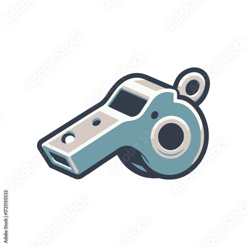 A close-up view of a stylized whistle, showcasing its design against a plain background