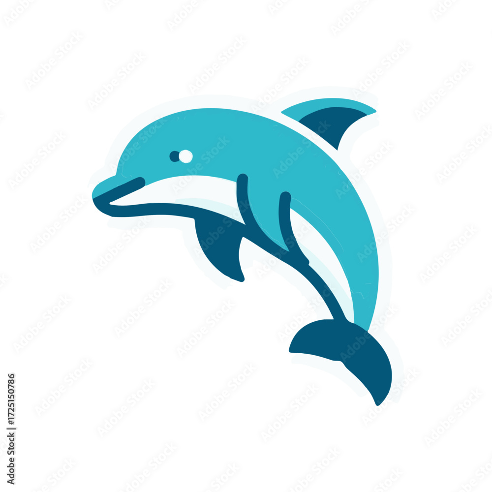 Fototapeta premium A playful dolphin leaping out of the water against a bright, clear background, symbolizing joy