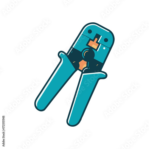 A vibrant blue wire crimping tool positioned centrally, showcasing its ergonomic design and functionality