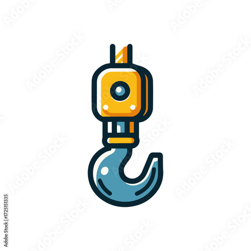 A vibrant illustration of a crane hook, symbolizing construction and heavy lifting operations