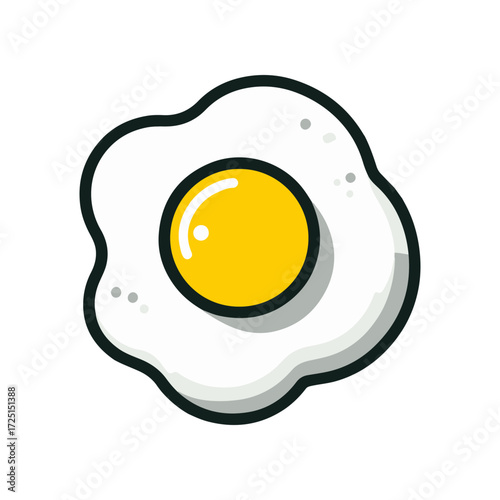 A vibrant illustration of a fried egg with a glossy yolk on a clean white background