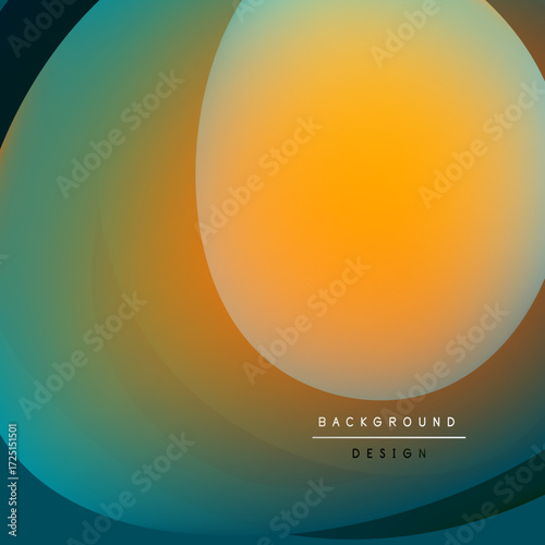 Abstract gradients create flowing shapes. Warm orange contrasts cool teal. Minimalist design evokes modern aesthetic. Simple, clean composition.