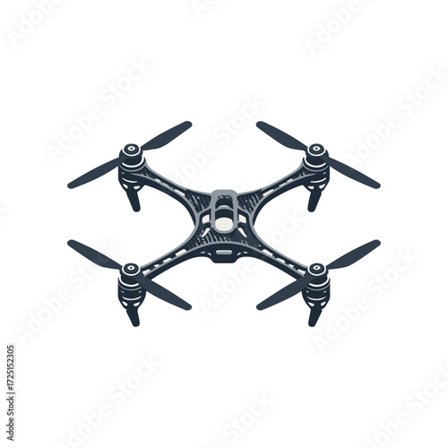 Aerial drone showcasing advanced technology in a clear sky, ready for flight and exploration