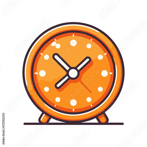 Bright orange alarm clock with clear markings and hands, symbolizing time management and punctuality