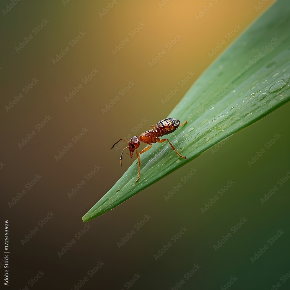 Fototapeta premium dragonfly on a green leaf
