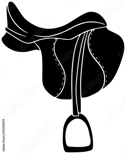 saddle illustration horse silhouette equestrian logo animal icon equine outline riding horseback farm rider ranch sport stallion bridle vintage shape for vector graphic background