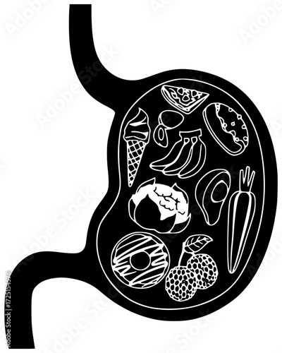 dish illustration stomach silhouette food logo meal icon plate outline dinner lunch meat woman pain pepper cuisine problem tasty shape heartburn vector graphic background