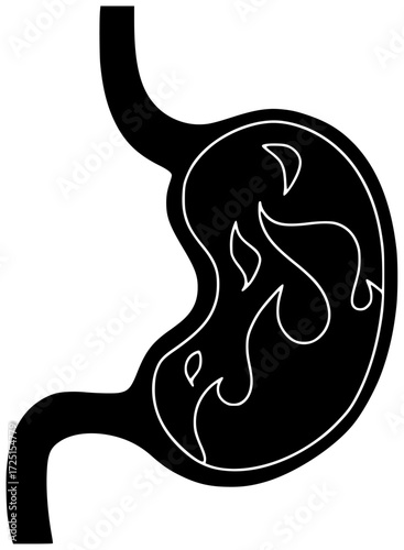 dish illustration stomach silhouette food logo meal icon plate outline dinner lunch meat woman pain pepper cuisine problem tasty shape heartburn vector graphic background