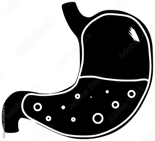 dish illustration stomach silhouette food logo meal icon plate outline dinner lunch meat woman pain pepper cuisine problem tasty shape heartburn vector graphic background