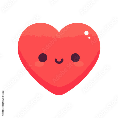 Cute smiling heart illustration with rosy cheeks on a white background, perfect for digital designs