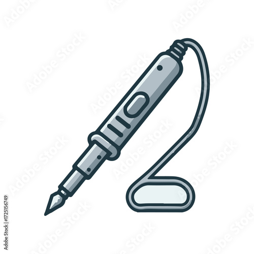 Detailed illustration of a soldering iron with a cord, ideal for DIY electronics projects