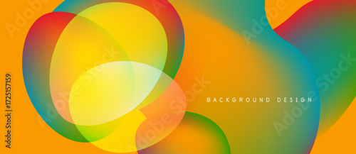 Abstract colorful shapes overlap. Vibrant gradients create dynamic visual effect. Modern design suitable for backgrounds, presentations.