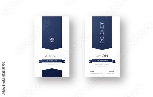 Modern Vertical Business Card Template with Ribbon Accent