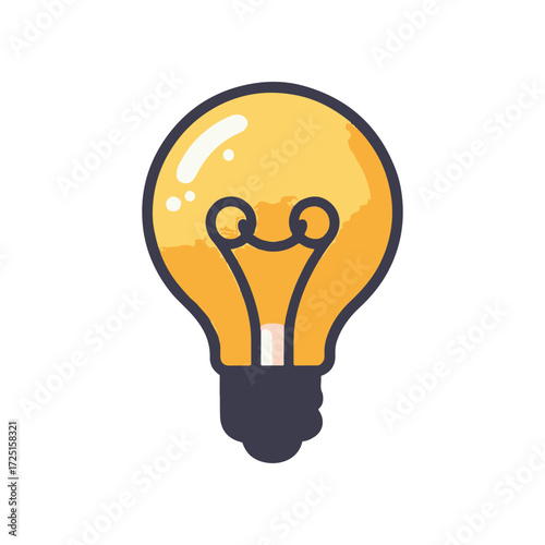 A bright yellow light bulb glowing softly against a white background, symbolizing ideas and creativity