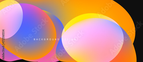 Abstract colorful overlapping circles create vibrant background. Gradient hues blend smoothly, offering modern visual appeal.