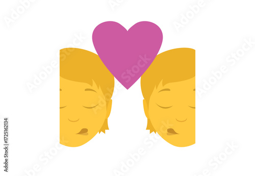 love valentine kissing two people non-binary emoji symbol sign icon vector illustration isolated flat kiss couple