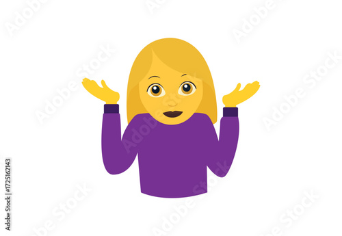 woman person shrugging his shoulders idk I don't know clueless emoji symbol sign icon vector illustration isolated flat female women