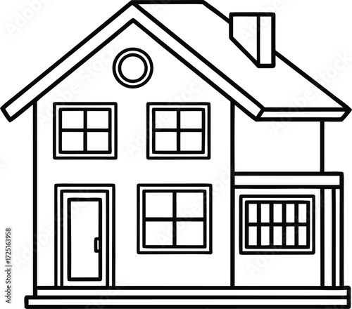 Simple outline house icon minimal flat design
