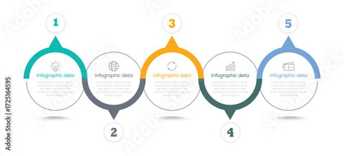 Infographic Circle element. Business infographics. circular layout diagram with 5 list of steps, circular layout diagram infographic element template. Vector illustration,