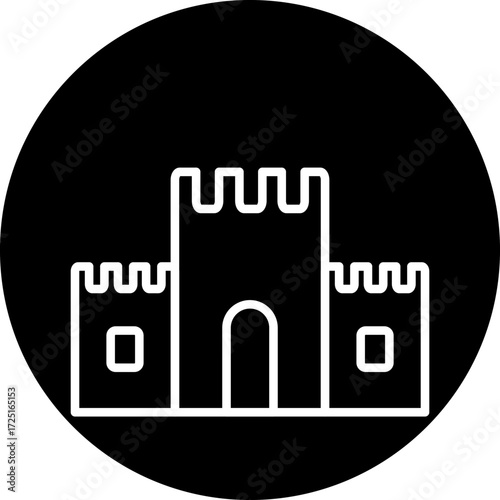 Sand Castle Line Icon Style