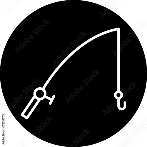 Fishing Rod Line Icon Style