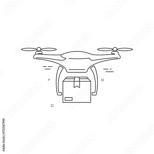 Drone delivery concept shows modern package shipment with fast, contactless service that is innovative, scalable and efficient for business needs