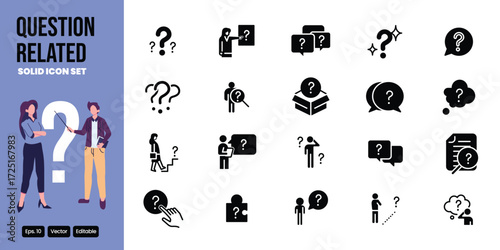 question solid icon set vector design good for web and mobile app