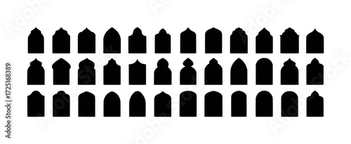 Collection of Islamic Arch and Window Silhouettes