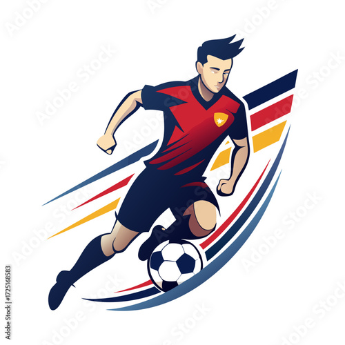 Energetic soccer player dribbling ball with speed and agility