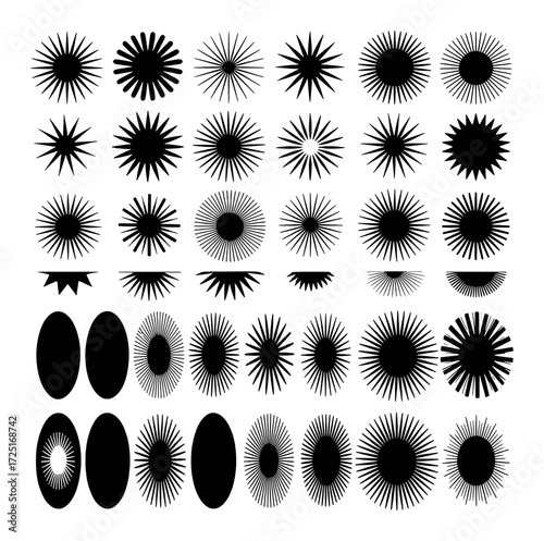 Collection of Starburst and Sunburst Graphic Elements