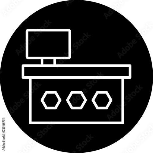 Counter Desk Line Icon Style