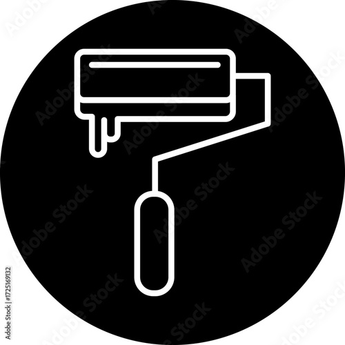 Paint Roller Line Icon Style