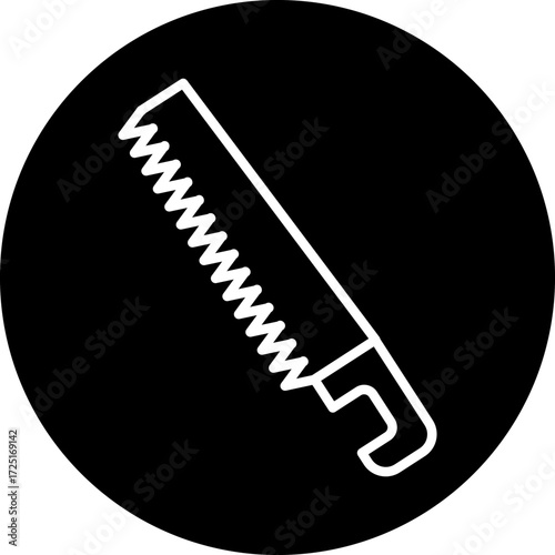 Hand Saw Line Icon Style