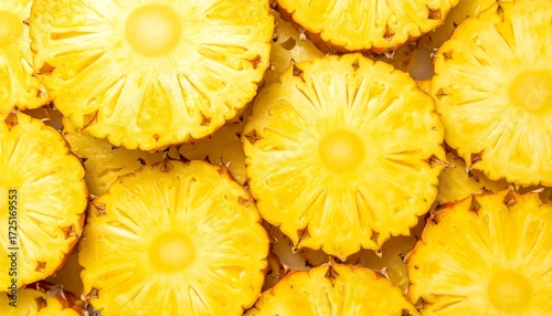 Juicy Pineapple Slices with Golden Flesh for Premium Tropical Fruit Food Object and Summer Concept