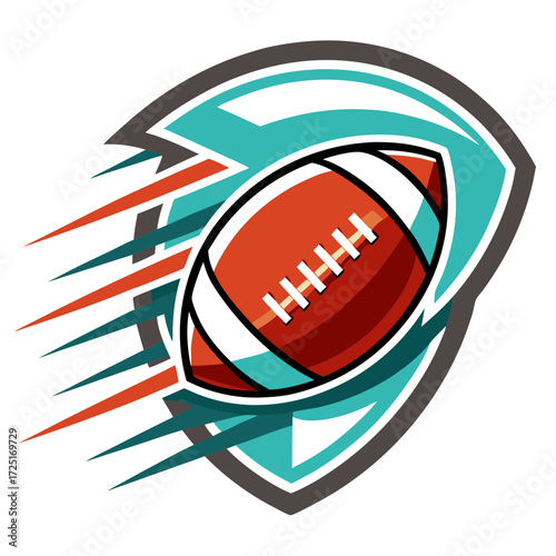 Stylized graphic of a football with dynamic speed lines