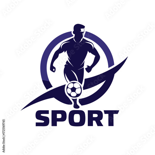 Dynamic soccer player silhouette logo template in action