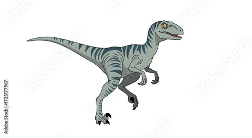 Illustration of a Velociraptor Dinosaur in a Dynamic Pose.