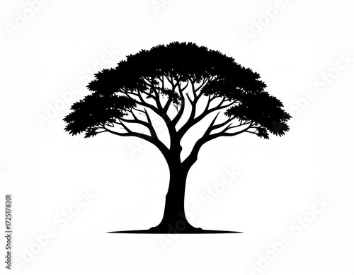 African tree silhouette icon vector. Sabana tree silhouette for icon, symbol or sign.