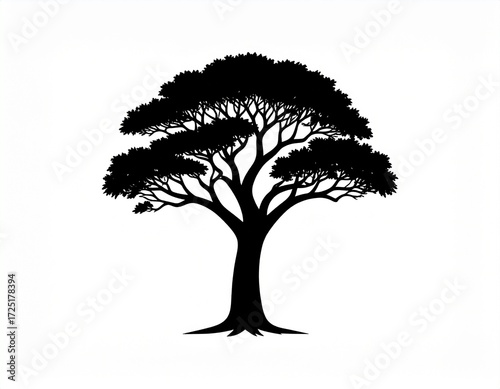 African tree silhouette icon vector. Sabana tree silhouette for icon, symbol or sign.