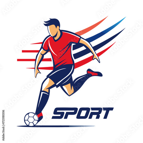 Dynamic soccer player vector art with motion streak graphic