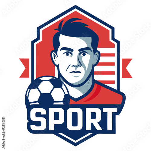 Soccer player with ball logo design in vector format