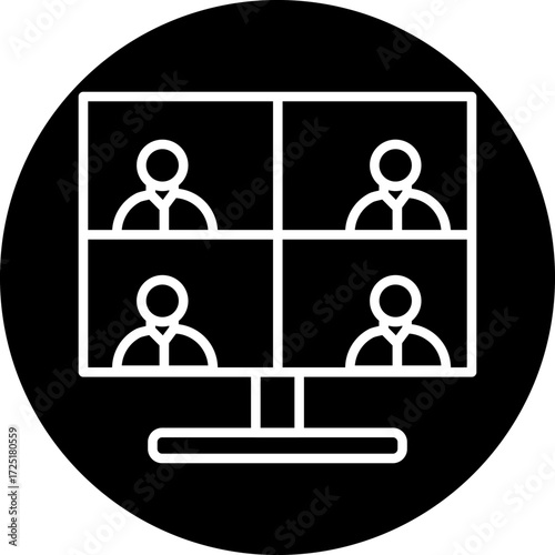 Online Meeting Line Icon Style