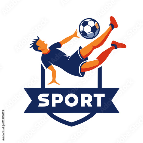 Dynamic soccer player in action graphic for sports branding