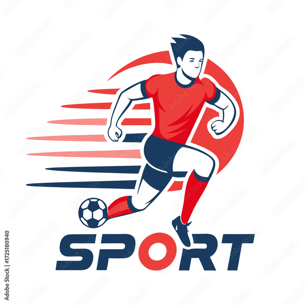 Fototapeta premium Soccer player in action with dynamic speed lines background