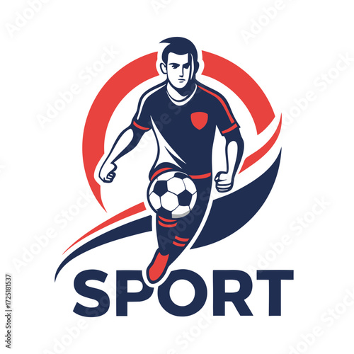 Dynamic soccer player vector logo in action pose graphic