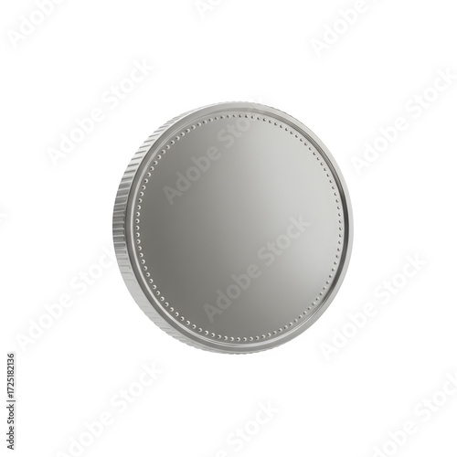 Blank silver coin floating, perfect for design, finance, and investment concepts. Isolated on white or transparent background. PNG format.
