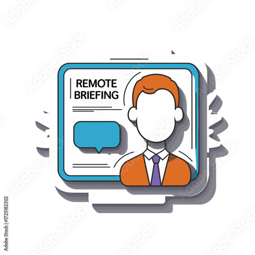 Flat illustration of remote briefing concept with faceless male figure